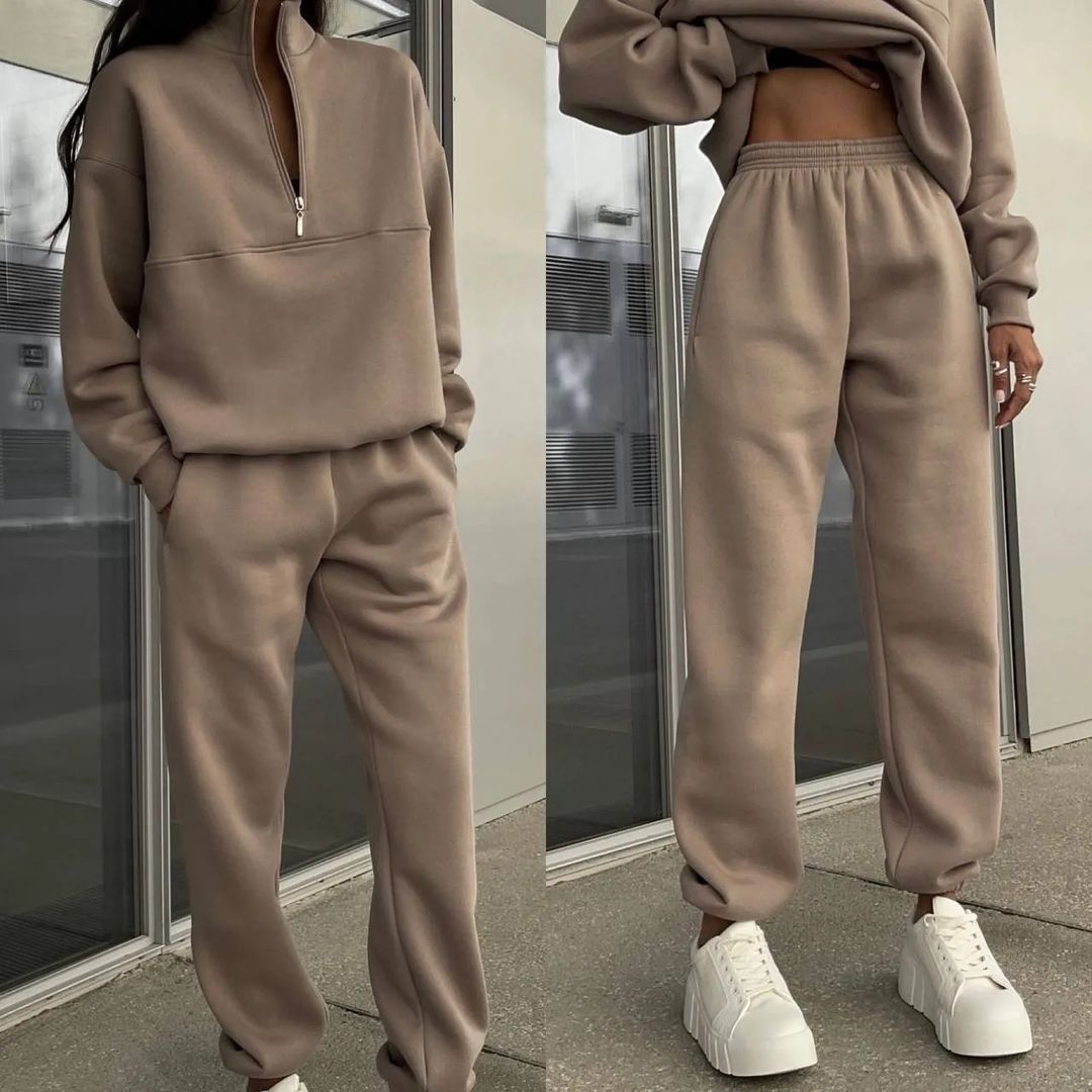 Damen Pullover Oversized Bequem Langarm Mit Halbem Reißverschluss - BerlinGlamour