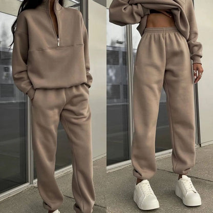 Damen Pullover Oversized Bequem Langarm Mit Halbem Reißverschluss - BerlinGlamour
