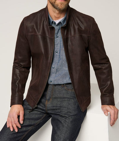 Lederjacke Herren Elegant Strukturiert Schwarz