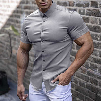 Herren Kurzarmhemd Slim Fit Modern Strukturiert