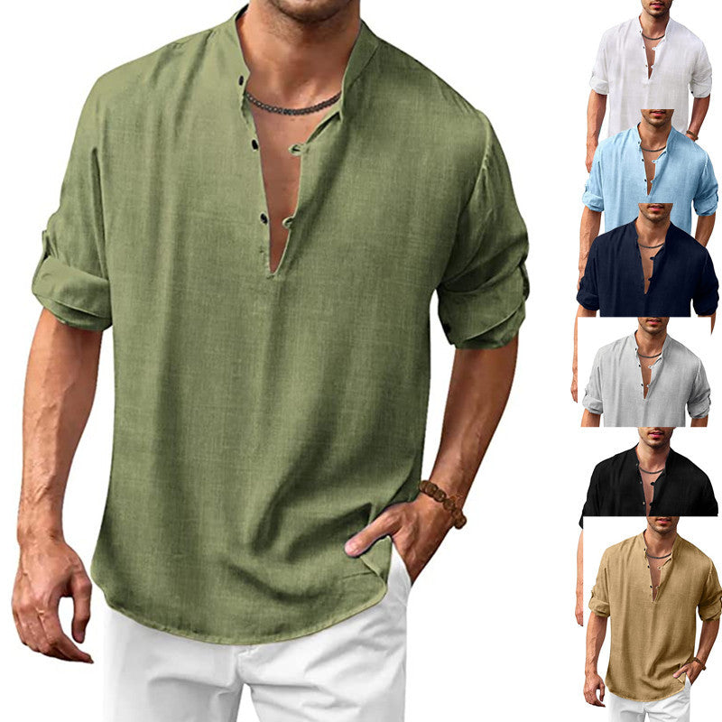 Herren Leinenhemd mit modernem Knopfverschluss und lässigem Schnitt BerlinGlamour. - BerlinGlamour