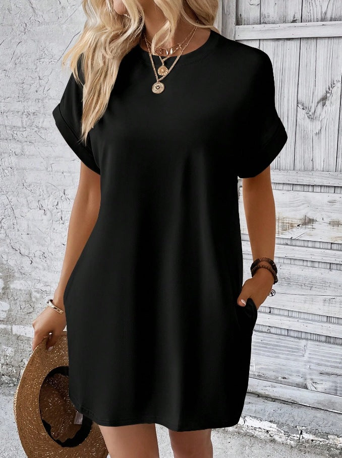 Damen T-Shirt-Kleid mit Taschen Lässig Leger Sommerkleid