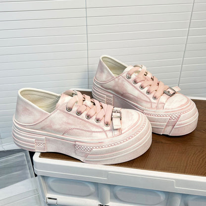 Damen Sneaker Plateau Stiletto Schuhe mit Schnürung