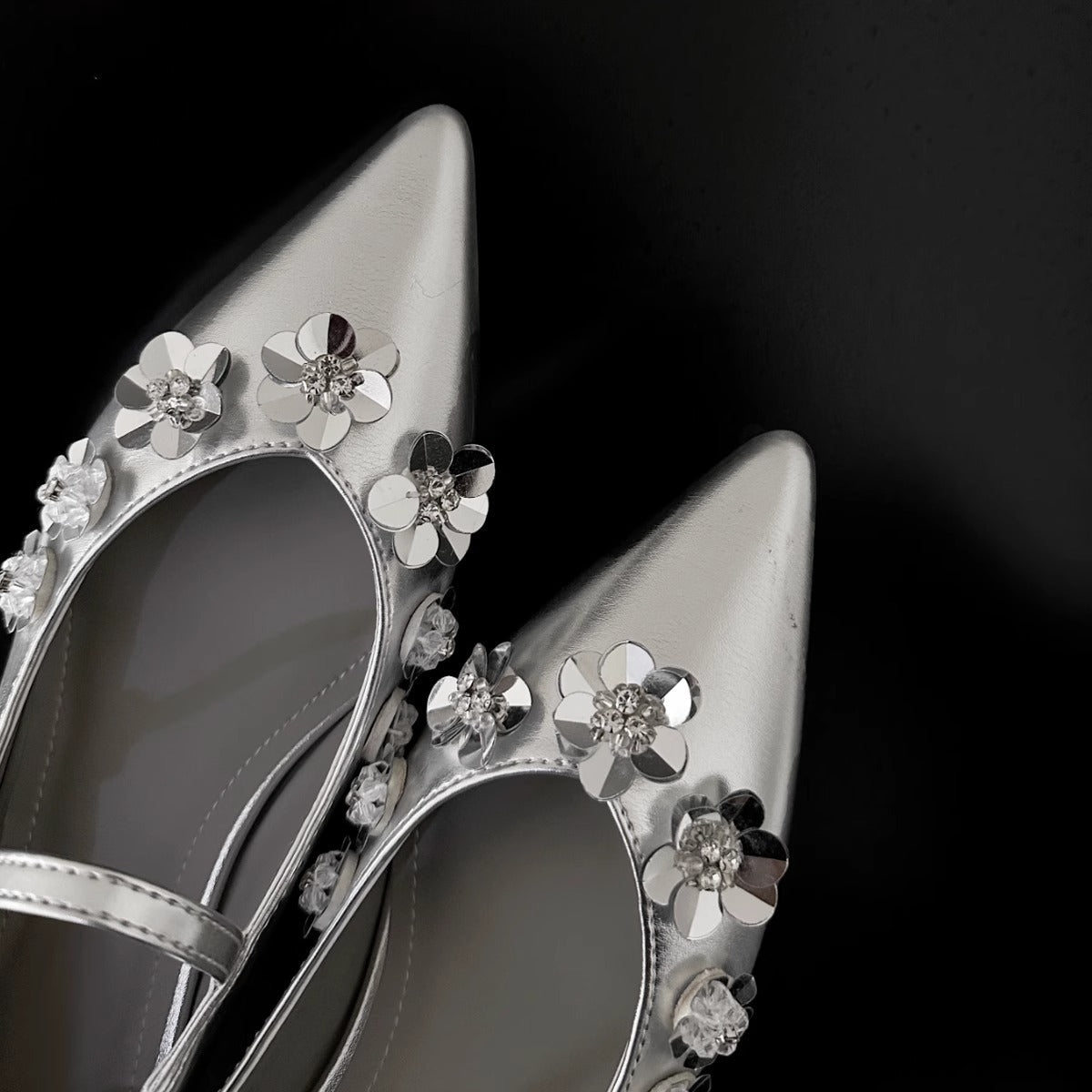 Damen Schuhe Elegant Spitze Floral mit Glitzer