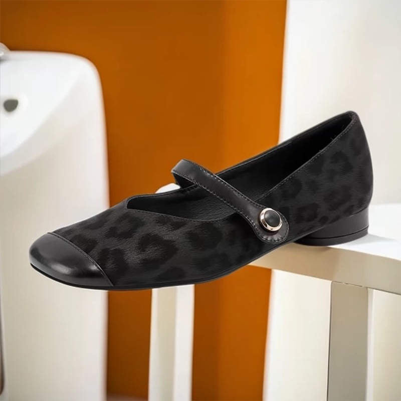 Damen Ballerinas Leopardenmuster Modern mit Riemchen