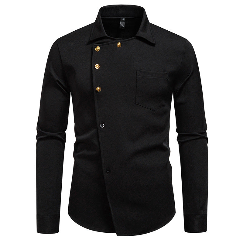 Herren Hemd Modern Asymmetrisch Knopf Detail