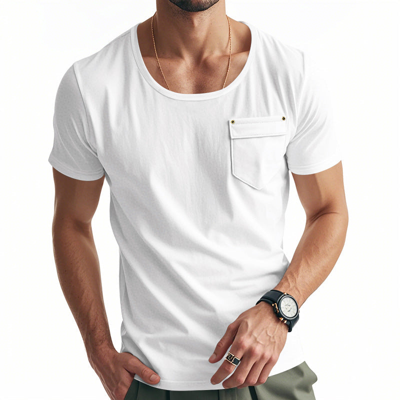 Herren T-Shirt V-Ausschnitt mit Brusttasche Casual Berlin