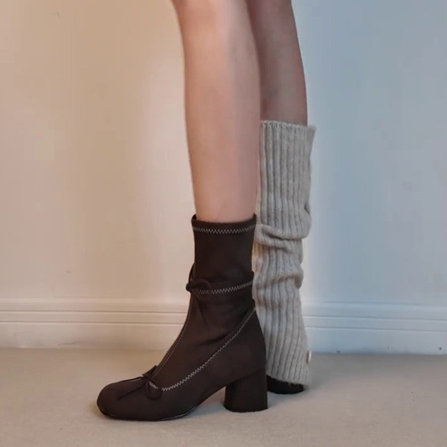 Damenstiefel Elegante Blockabsatz Stiefel Mit Reißverschluss Damenmode