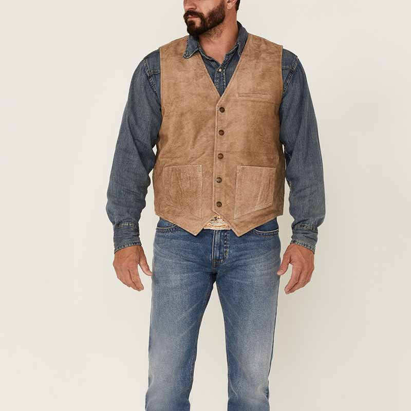 Lederweste Herren Wildleder Klassisch Mit Taschen