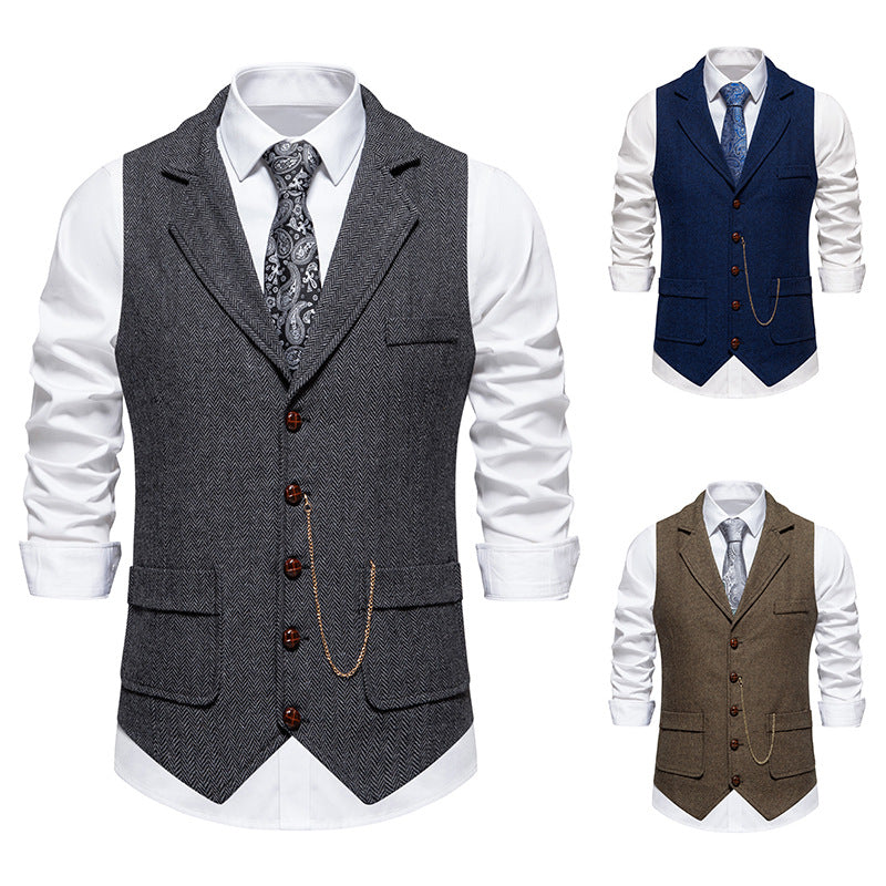 Herren Weste Hahnentrittmuster Elegant Schwarz