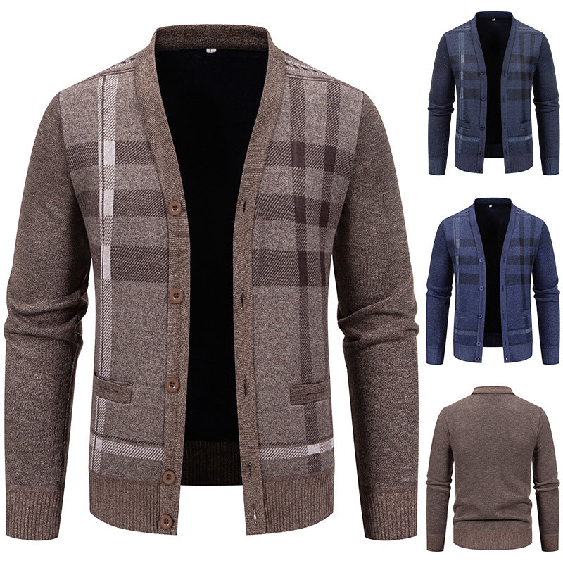 Herren Strickjacke Karomuster Modern Mit Knöpfen - BerlinGlamour