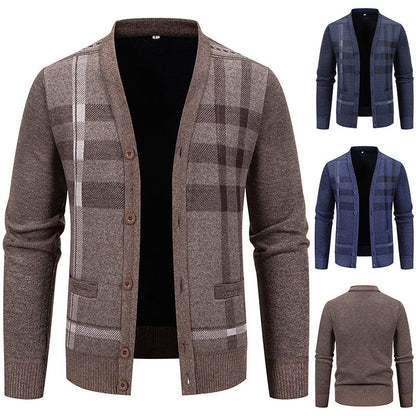 Herren Strickjacke Karomuster Modern Mit Knöpfen - BerlinGlamour