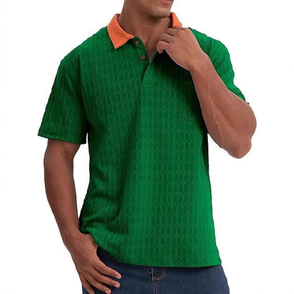 Herren Poloshirt Strukturiert Kontrastkragen Modern