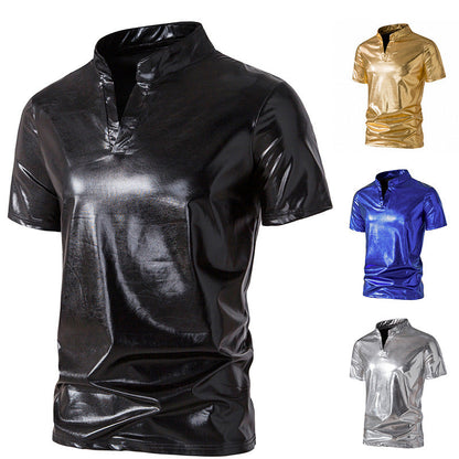 Herren Poloshirt Modern Stehkragen Glänzend