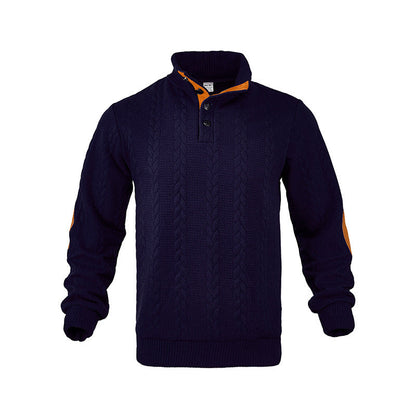 Herren Pullover Stehkragen Modern Kontrast Knöpfe