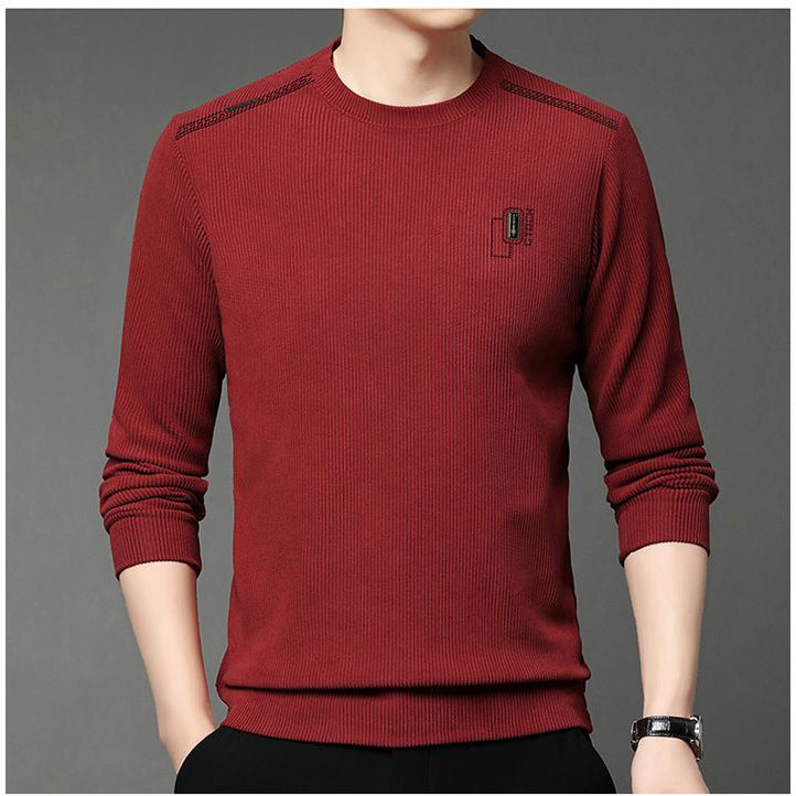 Herren Pullover Modern Rundhals mit Kontrastkragen