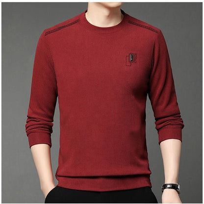 Herren Pullover Modern Rundhals mit Kontrastkragen
