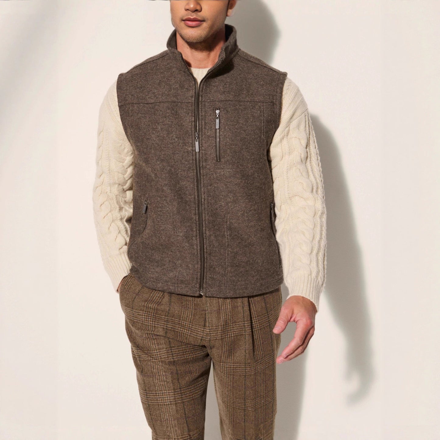 Herren Weste Wolle Robust mit Taschen Winter