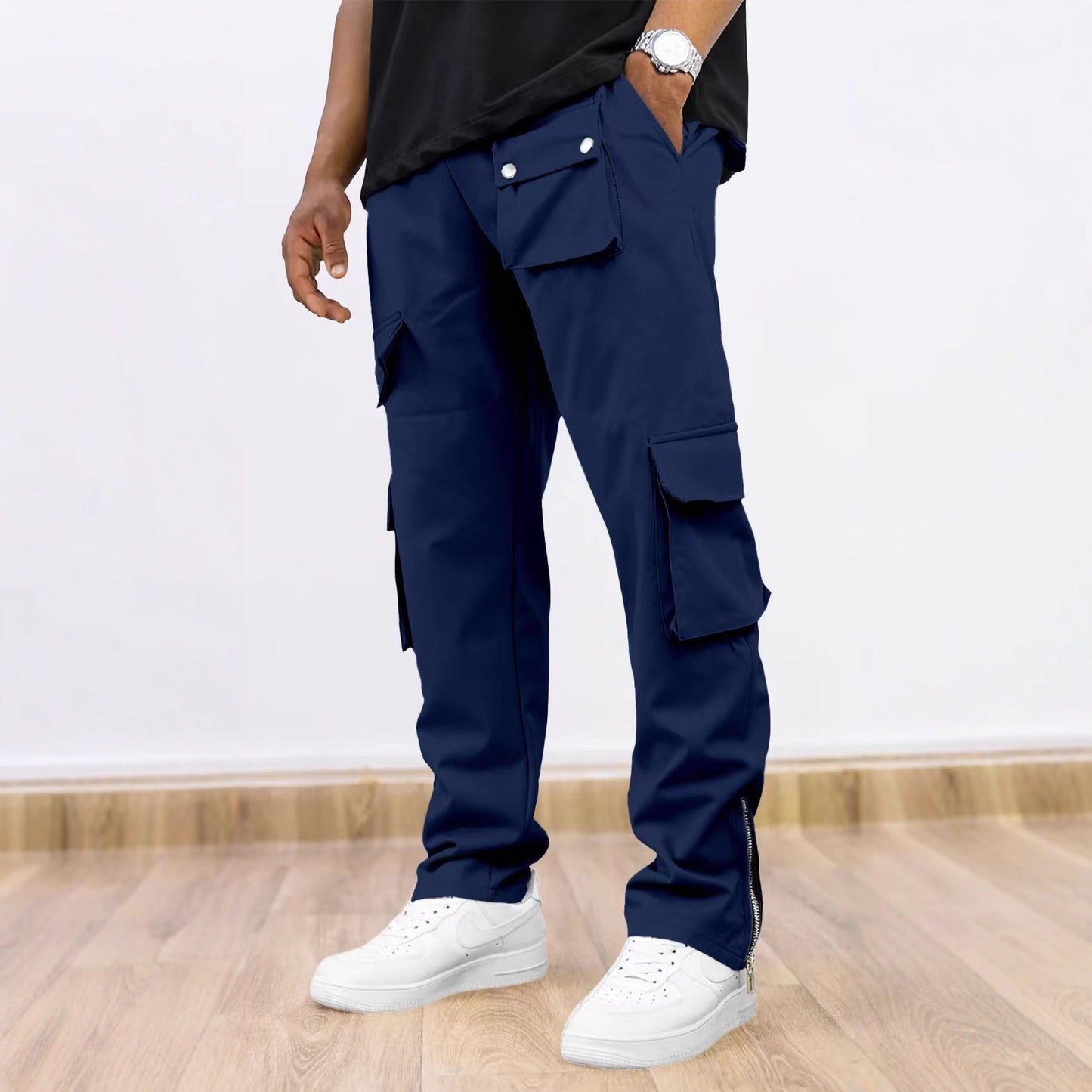 Herren Cargo-Hose Praktisch Reißverschluss Taschen Modern - BerlinGlamour