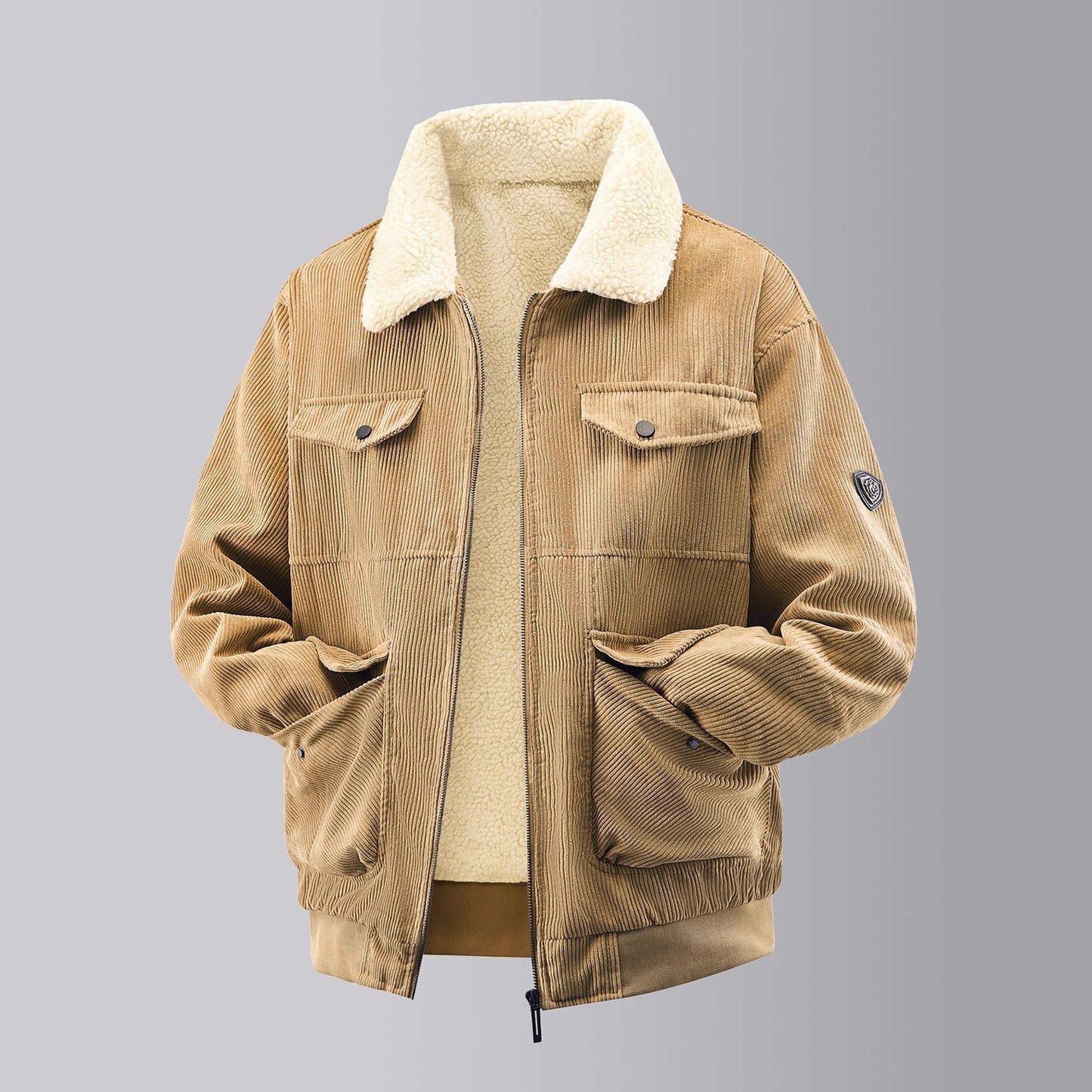 Herren Fleecejacke Teddy Kuscheljacke Warm mit Brusttaschen Elastisch - BerlinGlamour