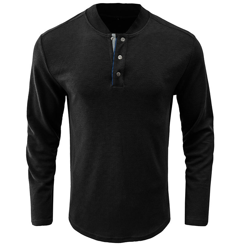 Herren Langarmshirt Gestreift Kragen Modern
