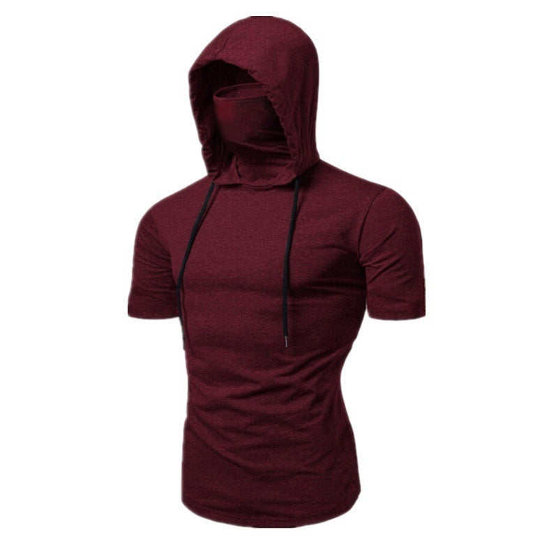 Herren Sport T-Shirt mit Mundschutz Bequem atmungsaktiv