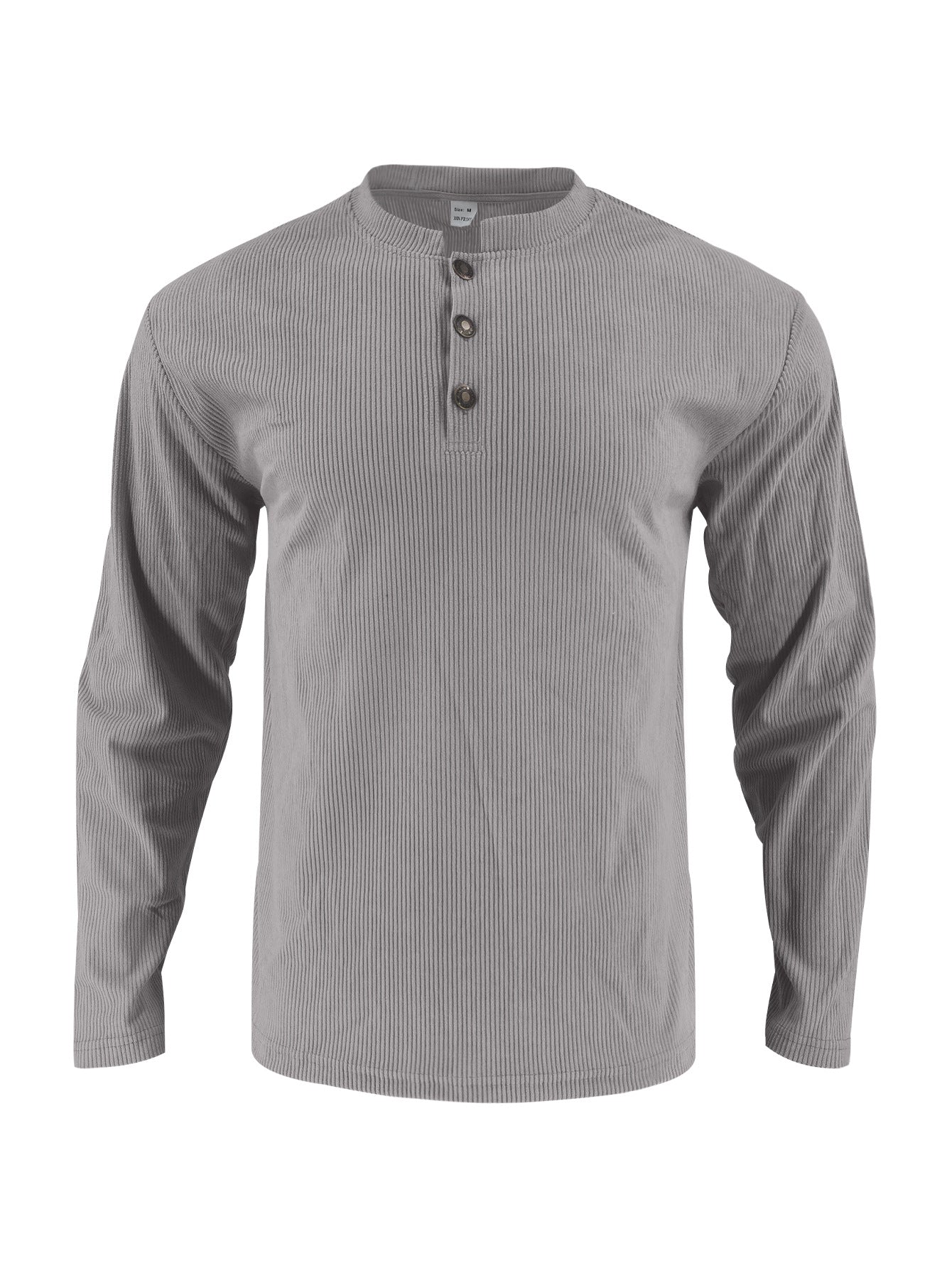 Herren Langarmshirt Stehkragen Knopfleiste Modern Berlin Style