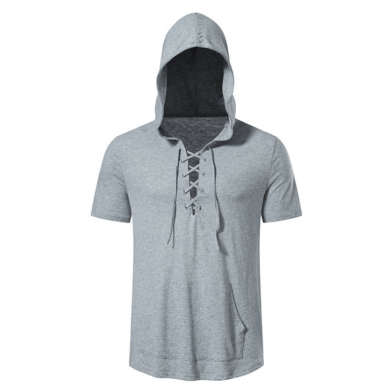Herren Kapuzen-T-Shirt Schnürdesign Modern Streetwear