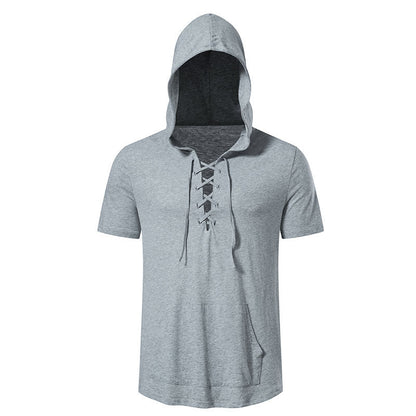 Herren Kapuzen-T-Shirt Schnürdesign Modern Streetwear