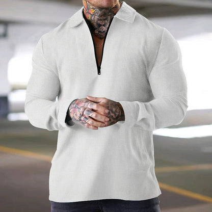 Herren Langarmshirt Modern Reißverschluss Casual