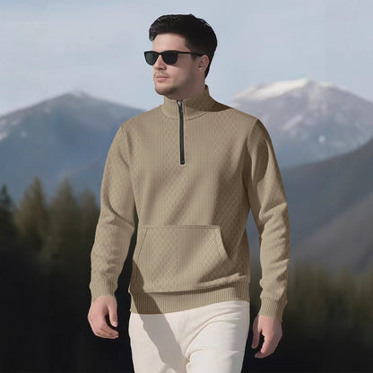 Herren Sweatpullover Stehkragen Taschen Sportlich Modern