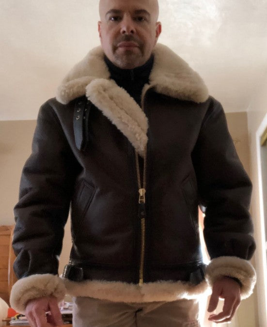 Lammfelljacke Herren Vintage Lederjacke Echtes Lammfell