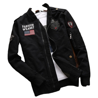 Herren Bomberjacke Modern mit Stickereien und Taschen