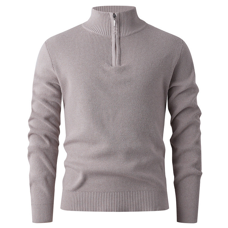 Herren Strickpullover Halbzipper Ribbstoff Modern