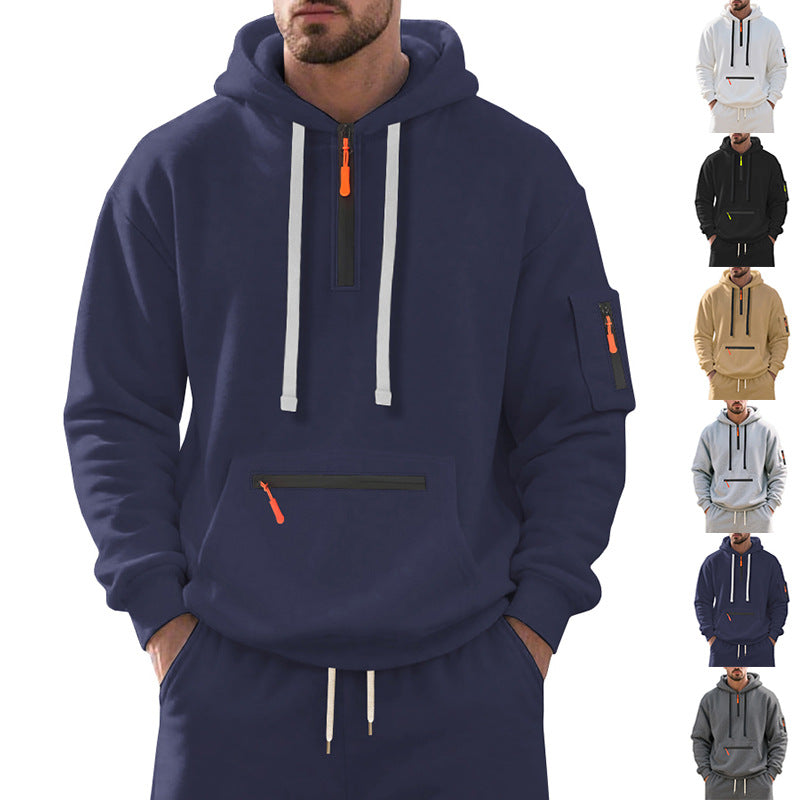 Herren Hoodie Sportlich Funktionale Taschen