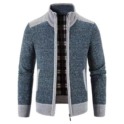 Herren Strickjacke Moderne Reißverschlussjacke Schwarz