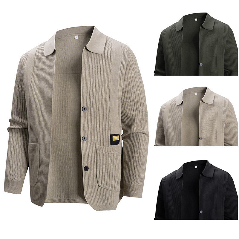 Herren Strickjacke Modern Rippmuster Praktisch - BerlinGlamour