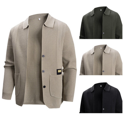 Herren Strickjacke Modern Rippmuster Praktisch - BerlinGlamour