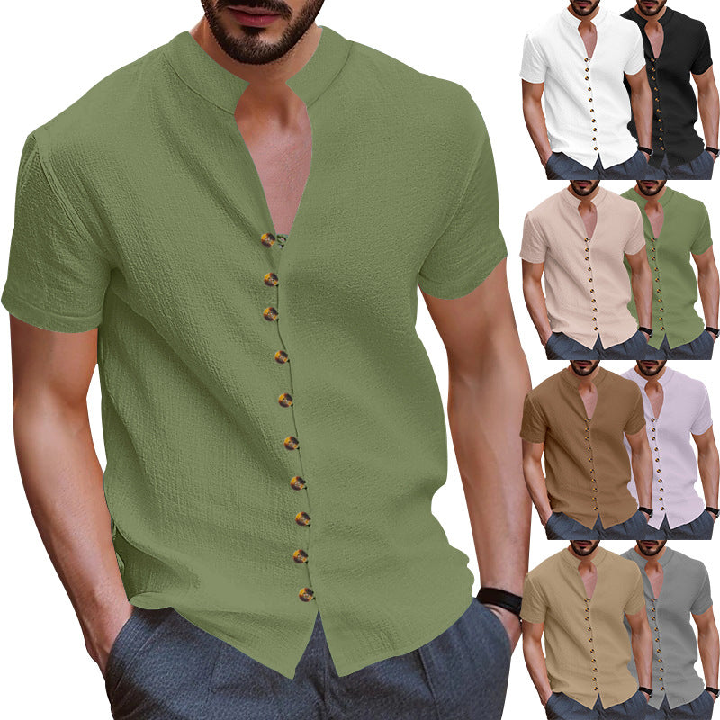 Herren Kurzarmhemd Modern Knopfdesign Slim Fit - BerlinGlamour
