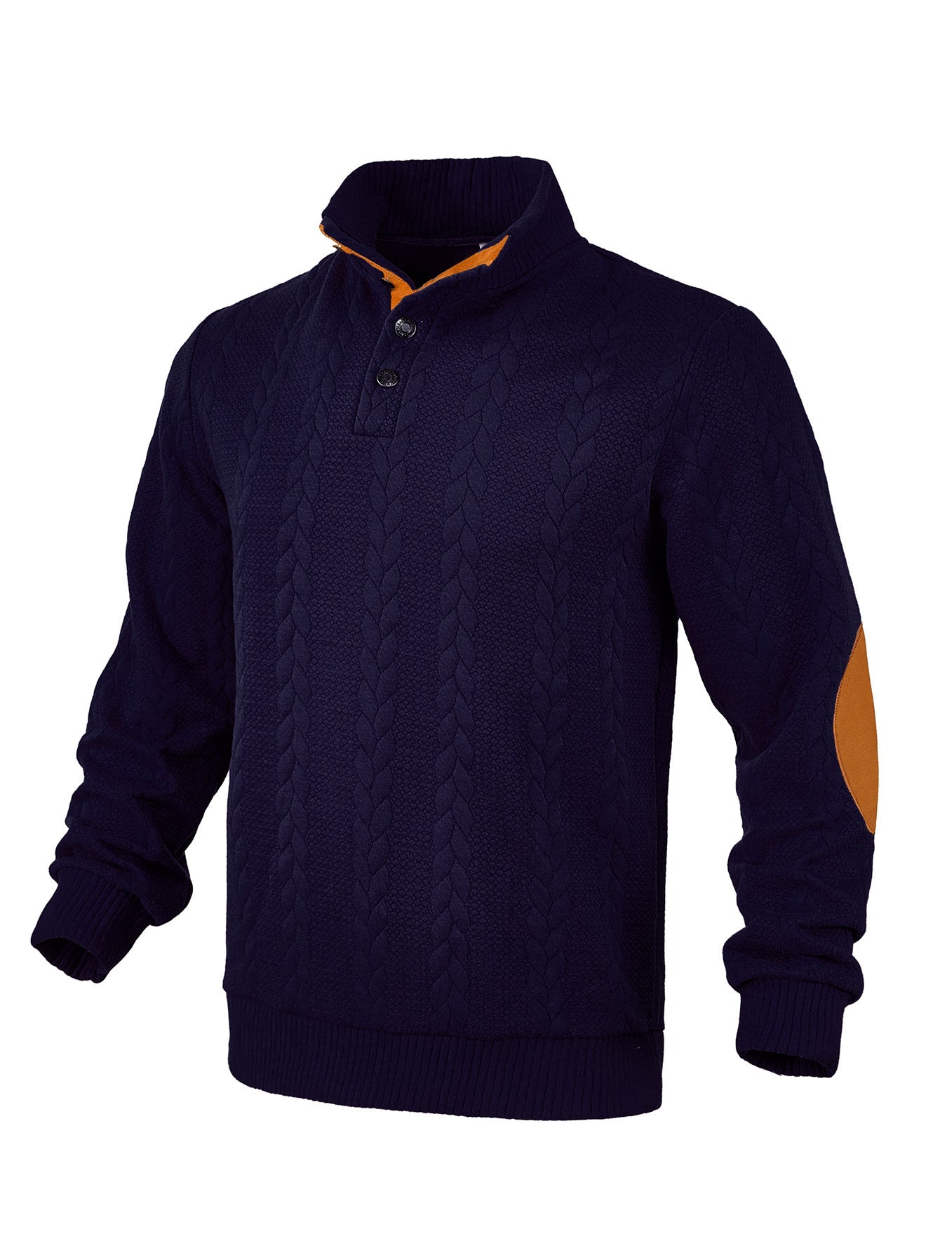 Herren Pullover Strukturiert Leder Akzente Modern