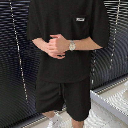 Herren Kurzarm T-Shirt und Shorts Set Sportlich Freizeit