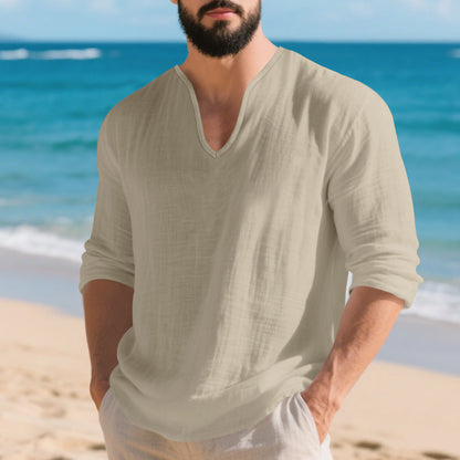 Herren Langarmshirt V-Ausschnitt Modern Lässig