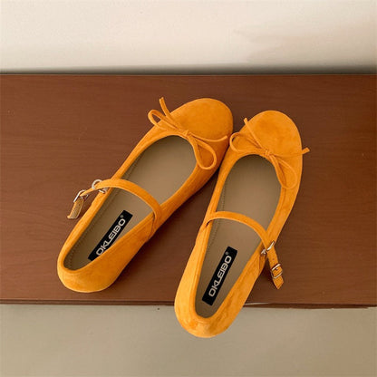 Damen Ballerinas mit verstellbarem Riemen und Schleife Bequem Chic