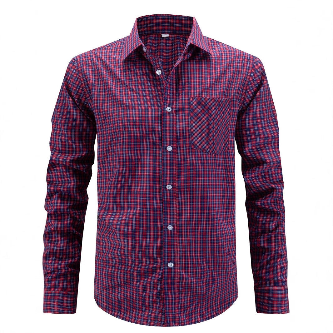 Herren Langarmhemd Karomuster Modern Slim Fit