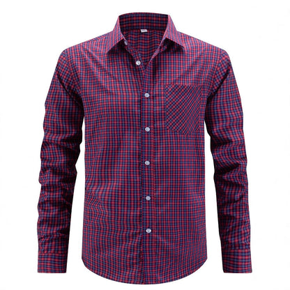 Herren Langarmhemd Karomuster Modern Slim Fit
