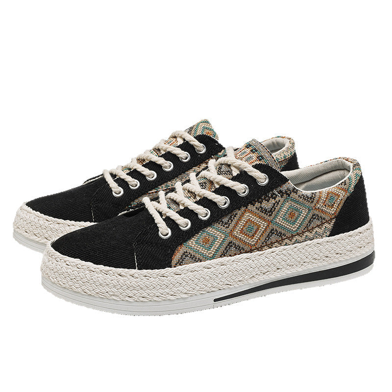 Damen Sneaker Modisch Riemensohle Schwarz
