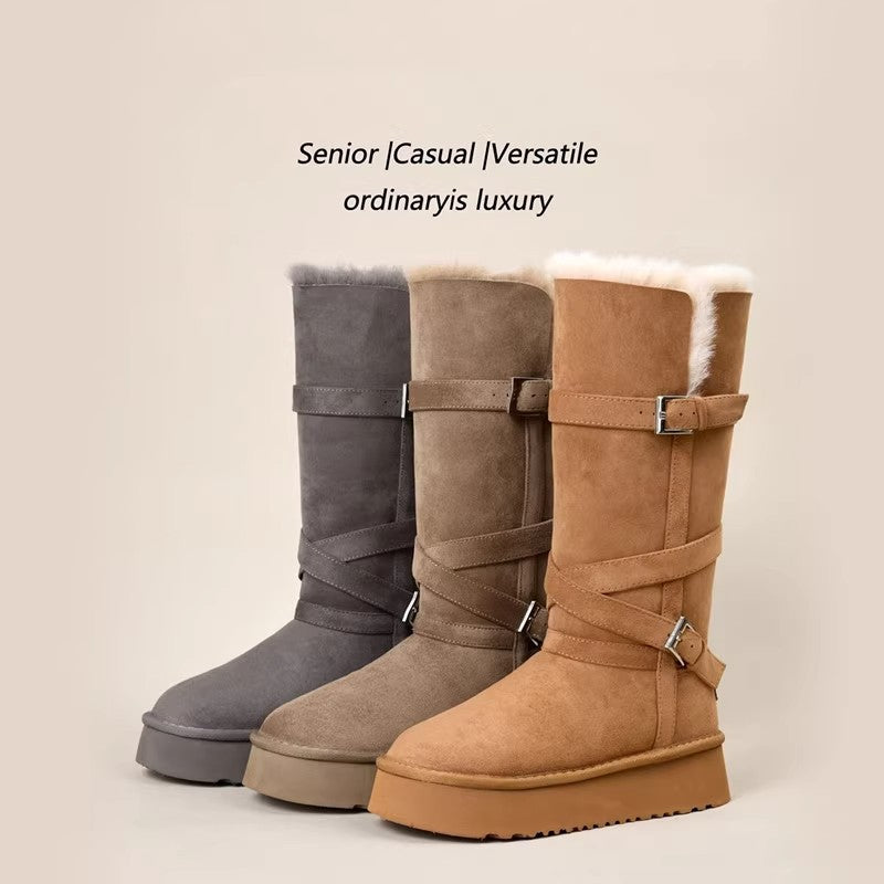 Damen Stiefel Langschaft Elegant Rutschfest Schnalle Verstellbar - BerlinGlamour