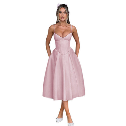 Damen Midi Kleid Figurbetonter Rock Elegant Damenschuhe