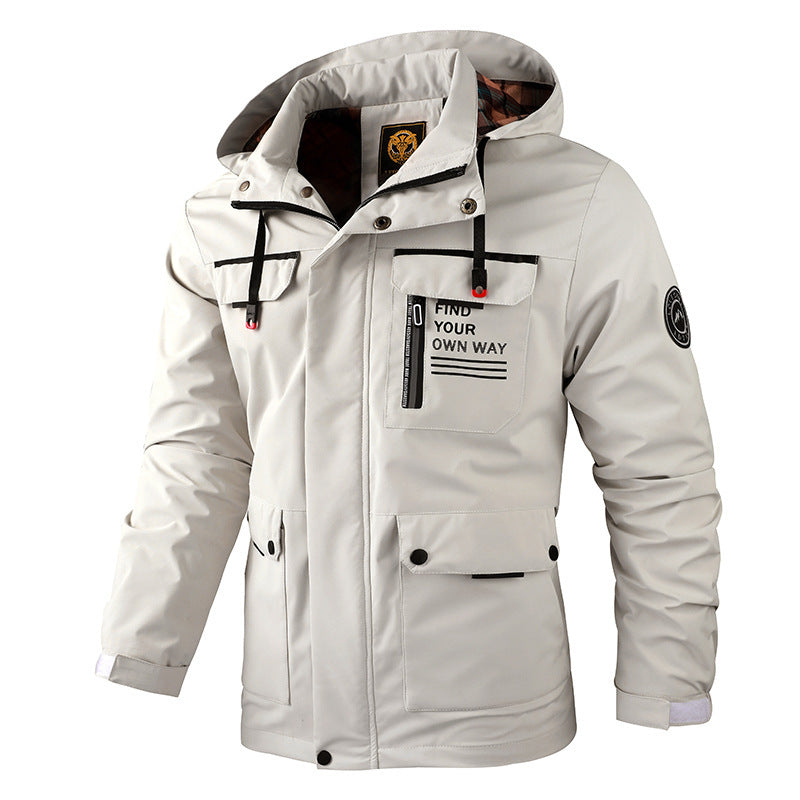 Wetterfeste Herrenjacke mit Kapuze und Taschen Waterproof