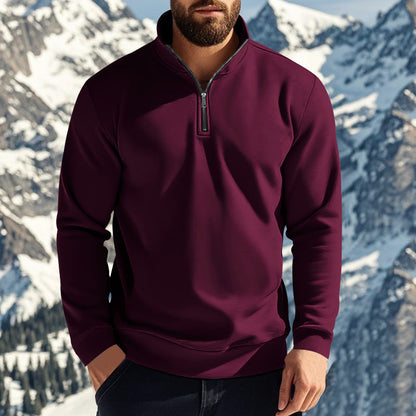 Herren Pullover Stehkragen Halb-Reißverschluss Modern